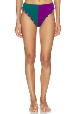 Nau Bikinis - Contour Women's Colorblock Crinkled Bikini Bottom Purple