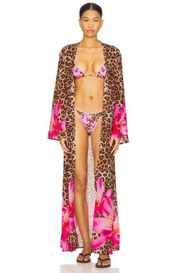 Runaway The Label - Camille Women's Lightweight Chiffon Belted Robe Pink