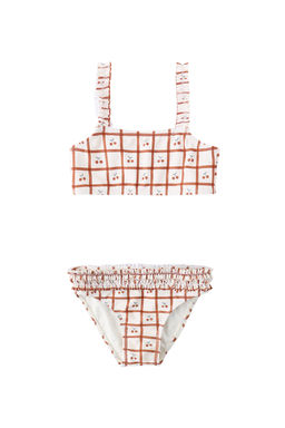 Rylee + Cru - Rouched Women's UPF 50+ Two-Piece Bikini Set Cherry Check