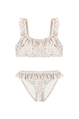 Rylee + Cru - Giana Women's Ruffle Trim Scoop Neck Bikini Set Multi-Color