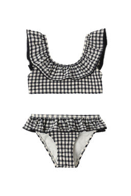 Rylee + Cru - Margot Women's Ruffle Trim Gingham Two Piece Bikini Set Black