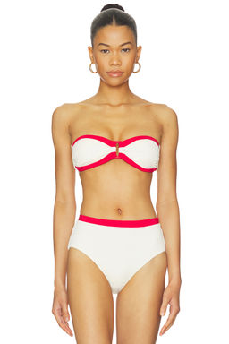 Seafolly - Band Wave Trim Women's Ribbed Removable Padded Bikini Top Off White