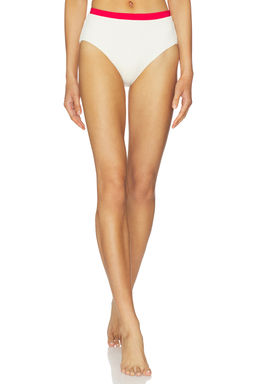 Seafolly - Band Wave Women's Ribbed Belted High Waist Bikini Bottom Off White