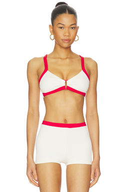Seafolly - Band Wave Trim Women's Ribbed Padded Bikini Top Off White