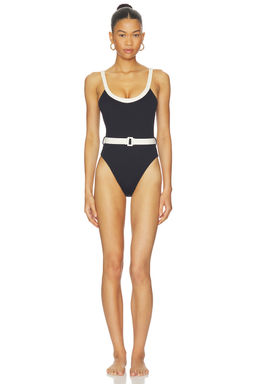 Seafolly - Band Wave Women's Ribbed Belted One-Piece Swimsuit Black