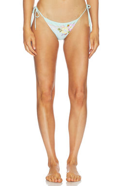self-portrait - Mint Floral Women's Side Tie Bikini Bottoms Green