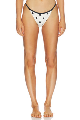 self-portrait - Polka Dot Women's Contrast Trim Bikini Bottoms White