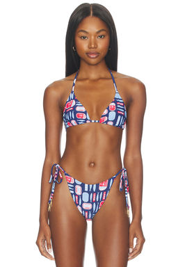 Show Me Your Mumu - Montego Women's Unpadded Halter Neck Bikini Top Blue