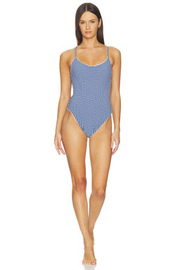 Show Me Your Mumu - Seersucker Women's Padded Back Tie One-Piece Swimsuit Blue