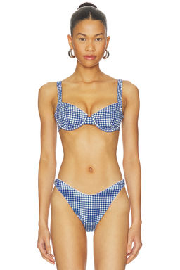 Show Me Your Mumu - Montauk Women's Underwire Gingham Bikini Top Blue