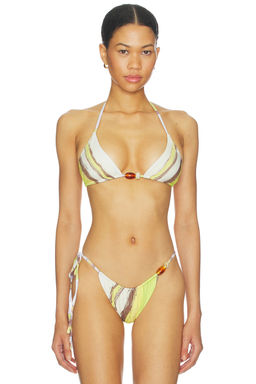 Significant Other - Karah Women's Unpadded Halter Triangle Bikini Top Citrus Stripe