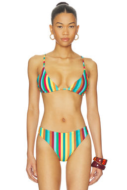 Simon Miller - Bwai Women's Unpadded Back Tie Bikini Top Vibrant Multi Stripe