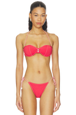 Solid & Striped - The Harlow Women's Padded Underwire Halter Bikini Top Red