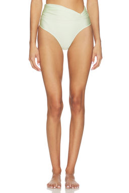 Shani Shemer - Metallic Ruched Women's High-Waist Bikini Bottom Mint