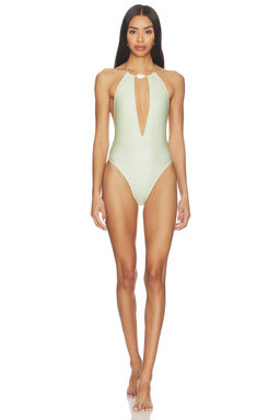 Shani Shemer - Lennox Women's Metallic Thread Halter Neck One Piece Mint