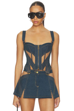 Thistle and Spire - Renegade Women's Denim Lace-Up Corset Top Indigo