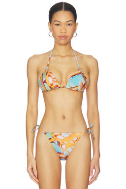 vitamin A - EcoLux Women's Padded Self-Tie Triangle Bikini Top Green