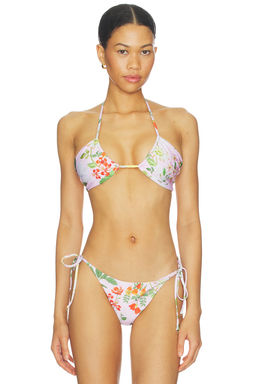 Verandah - Plunge Tie-back Women's Unpadded Halter Neck Bikini Top Pink