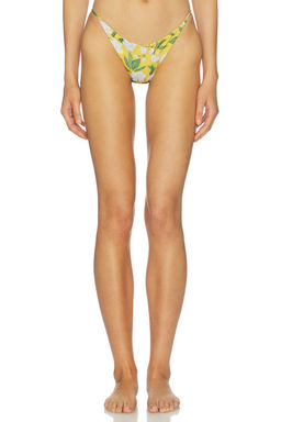 Verandah - Positano Magnolias Women High Cut Low Rise Bikini Bottom Yellow