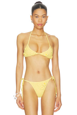VDM - Gypsy Women's Crochet Knit Tie-Up Bikini Top Yellow