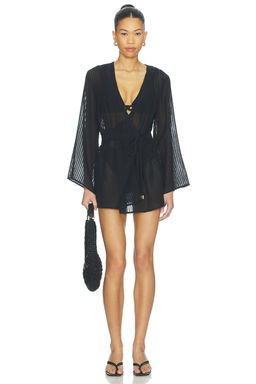 Vix Swimwear - Winnie Women's Wrap Tie Surplice Swim Cover-Up Black