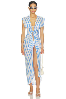 Vix Swimwear - Sasha Long Women's Striped Front Tie Swim Cover-Up Multi-Color