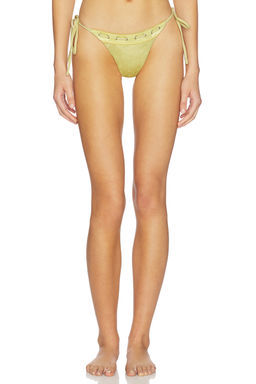 With Jean - Juni Eyelet Lace-Up Women's Bikini Bottom Yellow