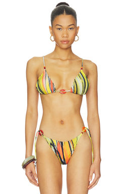 Yellow The Label - Sade Charm Women's Padded Beaded Bikini Top Yellow