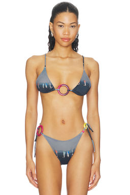 Yellow The Label - Sade Charm Women's Padded Tie-Up Bikini Top Blue