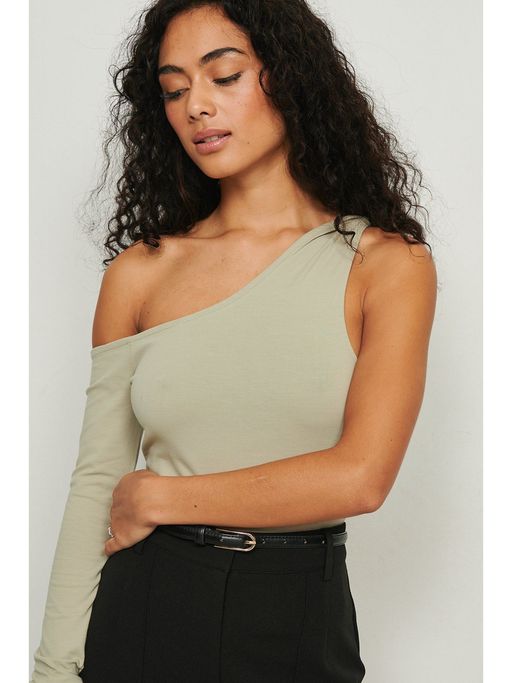 Buy NA-KD Twisted Shoulder Top-beige Online