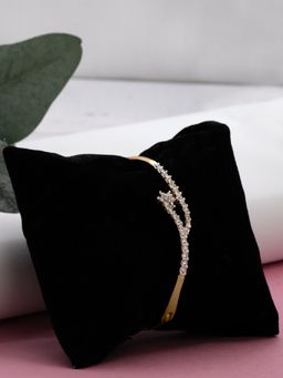 Estele - Gold Plated Flower Bouquet Cuff Bracelet with Austrian Crystals for Women