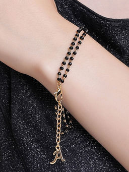 Estele - Gold Plated Classic Alphabet 'A' Mangalsutra Adjustable Bracelet for Women