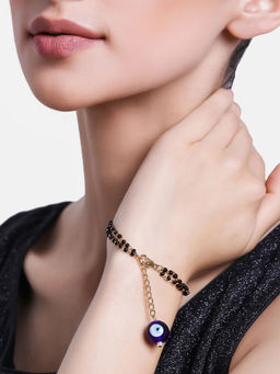 Estele - Gold Plated Circular Eye Ball Designer Mangalsutra Bracelet for Women