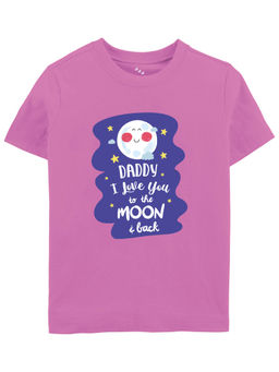 Zeezeezoo - Half Sleeves Daddy I Love You To The Moon Kids T-Shirt - Pink