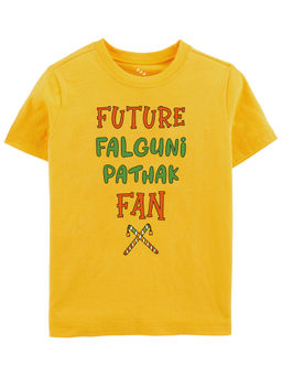Zeezeezoo - Half Sleeves Future Falguni Pathak Fan Kids T-Shirt - Yellow