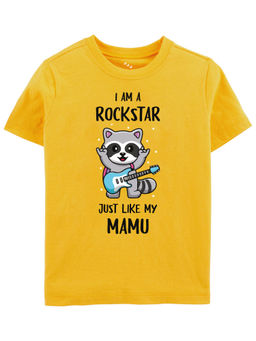 Zeezeezoo - Half Sleeves I Am A Rockstar Just Like My Mamu Kids T-Shirt - Yellow