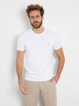 Guess - White Pure Cotton Solid Round Neck T-Shirt