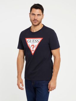 Guess - Navy Blue Pure Cotton Printed Round Neck T-Shirt
