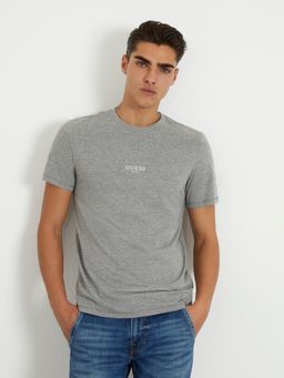 Guess - Grey Cotton Solid Round Neck T-Shirt