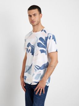 Guess - Multi Color Pure Cotton Printed Round Neck T-Shirt