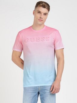 Guess - Multi Color Polyester Ombre Printed Round Neck T-Shirt