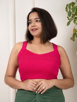Label Tanvee - Magenta Smocked Crop Top