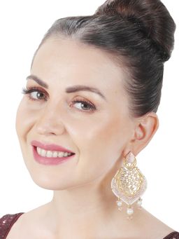 Akulya Jewels - Gold Finished Brass Danglers with Antique Minakari and Kundan Work