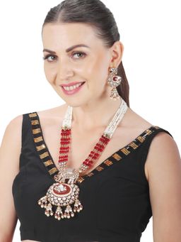 Akulya Jewels - Red Kundan Polki Elephant Motif Jewellery (Set of 2)
