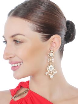 Akulya Jewels - White Minakari Kundan Danglers