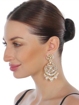 Akulya Jewels - Gold Finish White Kundan Chandbalis