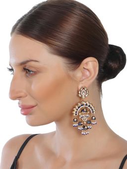 Akulya Jewels - Gold Finish Blue Minakari Kundan Chandbalis