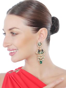 Akulya Jewels - Blue and Green Minakari Kundan Danglers
