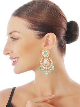 Akulya Jewels - Mint Green Kundan and Minakari Chandbalis