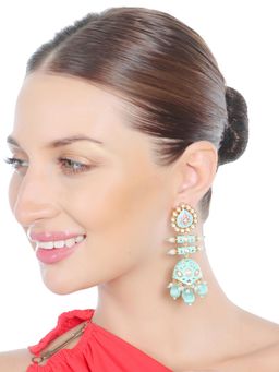 Akulya Jewels - Turquoise and Pink Minakari Kundan Earrings